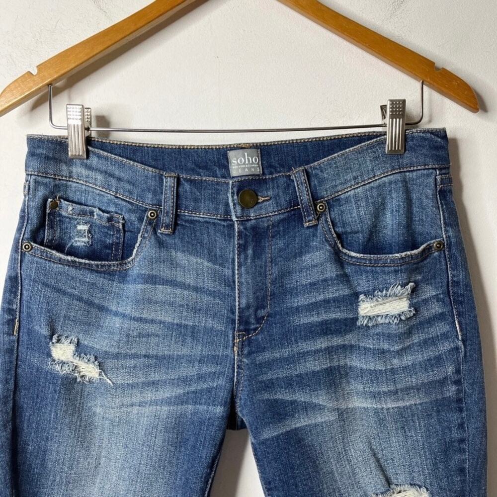 Soho New York & Co Women's Bermuda Jean Shorts 0 Distressed Cut Off Cuffed 10" - Picture 3 of 9